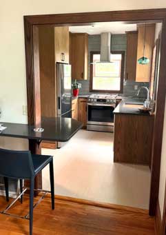 Remodeled kitchen with new layout that solves space issues